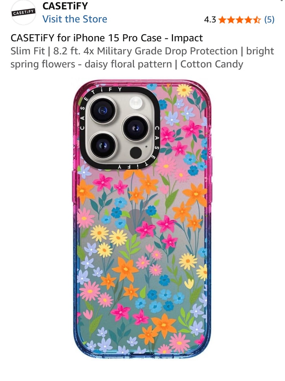 CASETiFY Cotton Candy Daisy Floral iPhone 15 pro Case